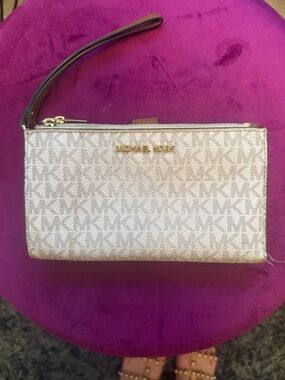Michael Kors Champagne Logo Wristlet Clutch